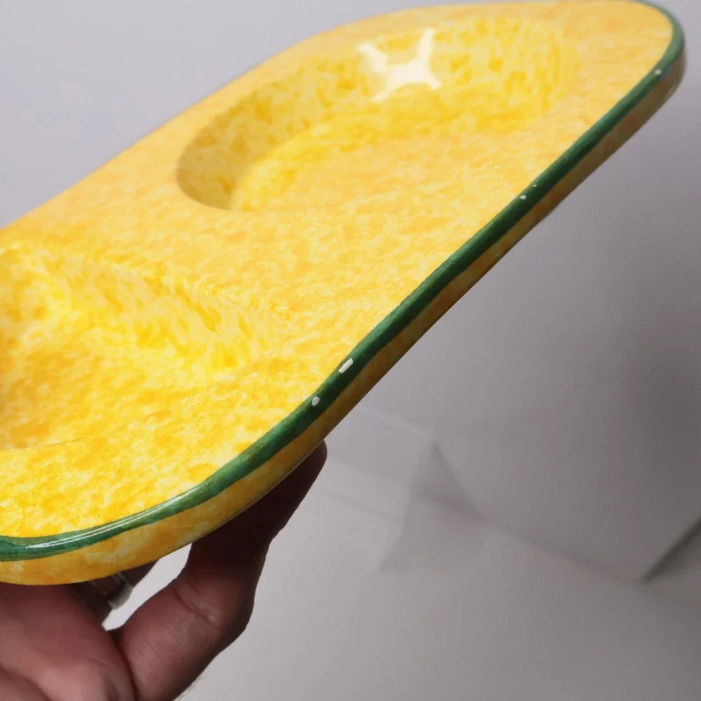 Terra di San Francesco AU Lavorato a Mano Italy‎ Yellow Spongeware Divided Tray